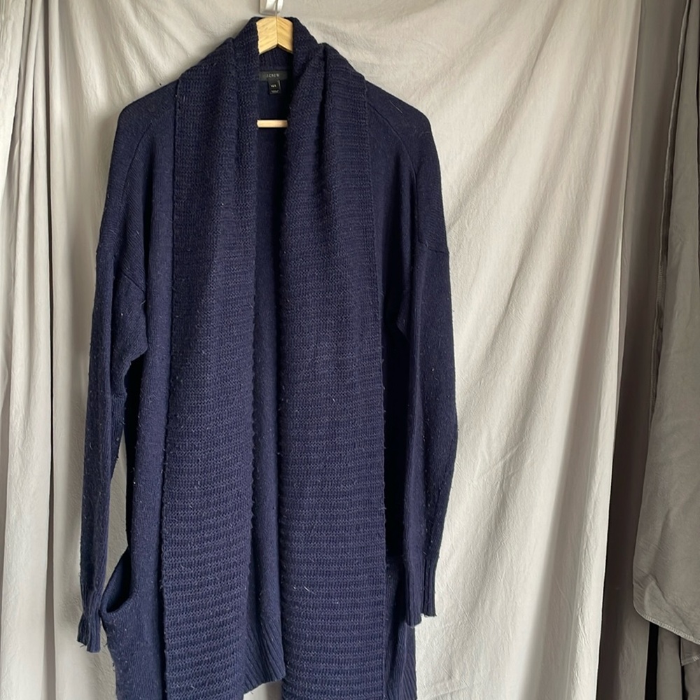 J.Crew Chunky Navy Blue Wool Cardigan